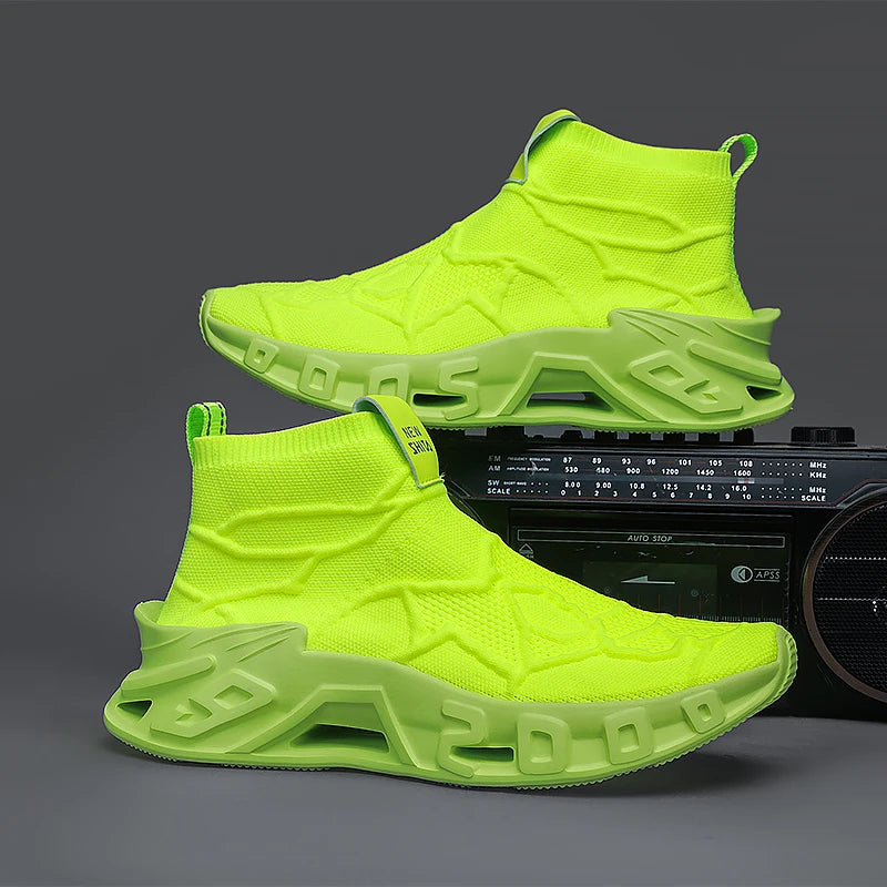 Men's Outdoor Sports Shoes - High-Top Sports Shoes Are Novel and Fashionable, Non-Slip and Durable, Suitable for All Seasons,