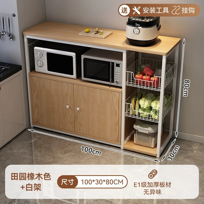 Heavy Duty Large Capacity Storage FurniturePantry Cabinet with Adjustable Shelves & Mesh Baskets Microwave Dishes