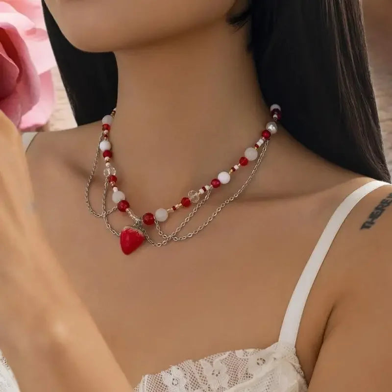 Women's New Necklace Lolita White Lace Necklace, Pearl Tassel Rhinestone Necklace Collar Sweet Cool Fashion Necklaces Girls Gift