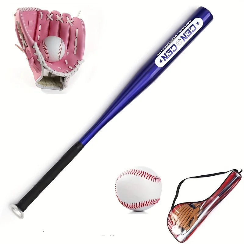 Baseball Balls Set 63.5cm Aluminum Alloy Baseball Bat PVC Baseball Glove Baseball Kit for Beginners Games and Batting Practice
