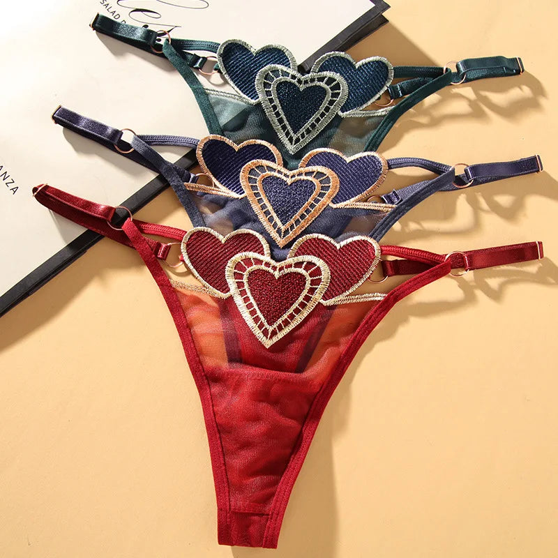 Female Japanese Thong Girls Two-dimensional Heart-shaped Cute Breathable Low Waist Adjustable Thin Belt Panties