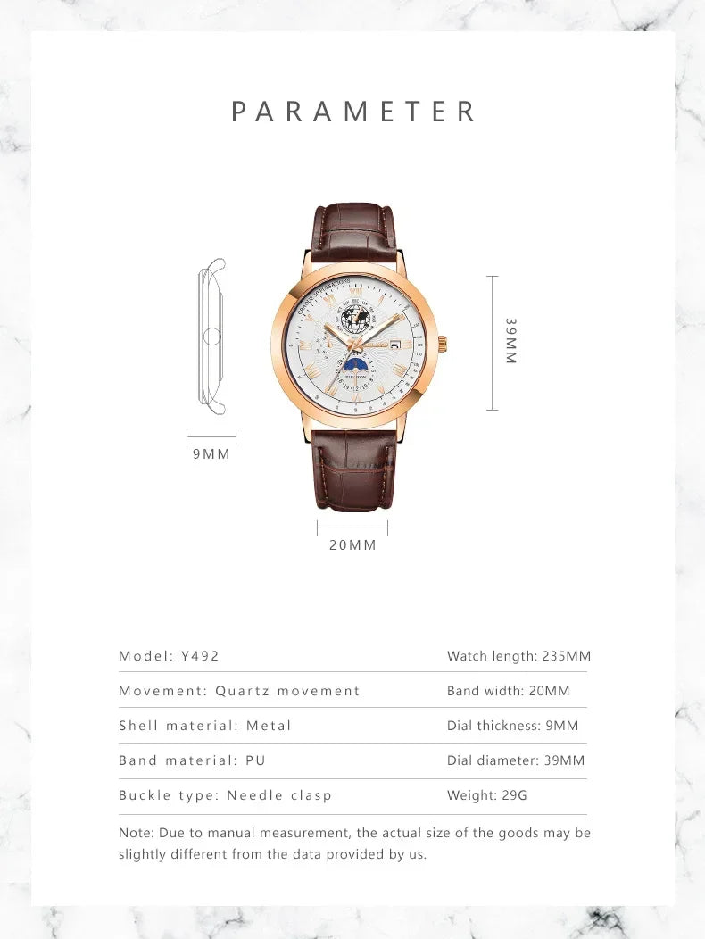Men watches Wholesale Earth Date Wristwatches Leather Strap Quartz Watches for Men cheap men watch