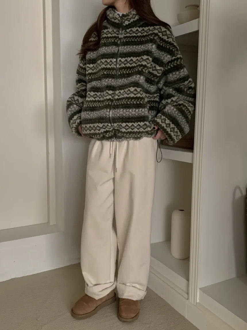 Winter Clothing with Retro Patterns  Thickened Warm Cotton Jacket for Women