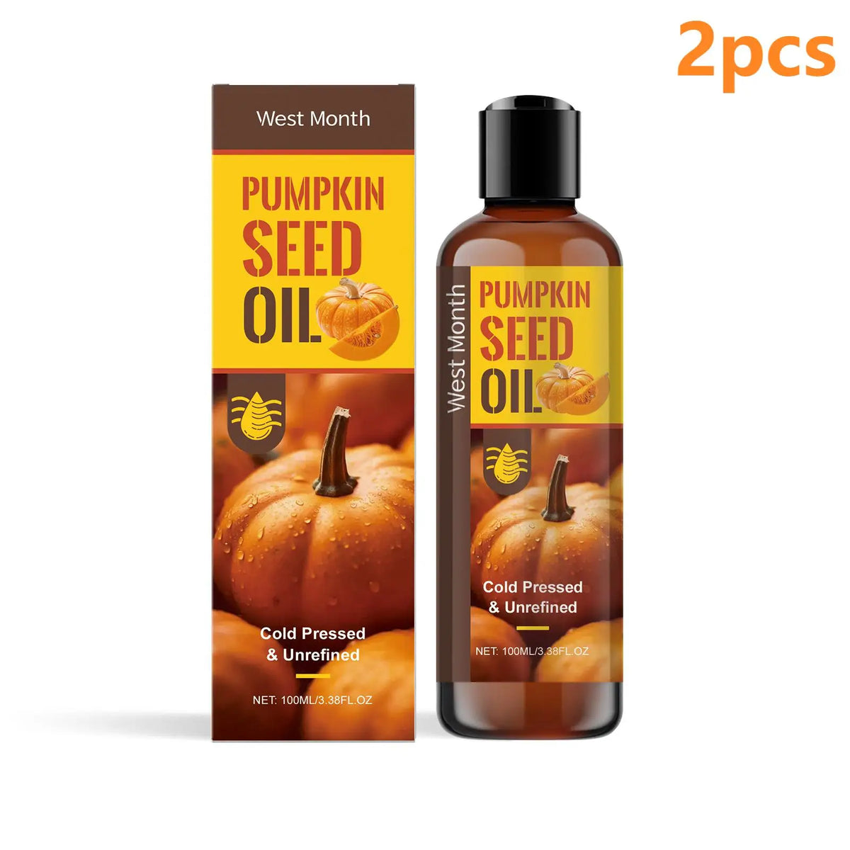 Pumpkin Seed Oil Hair Growth Products Scalp Moisturizer Deep Hydration Face Care Body Firming Organic Cold-Pressed Pumpkin Oil