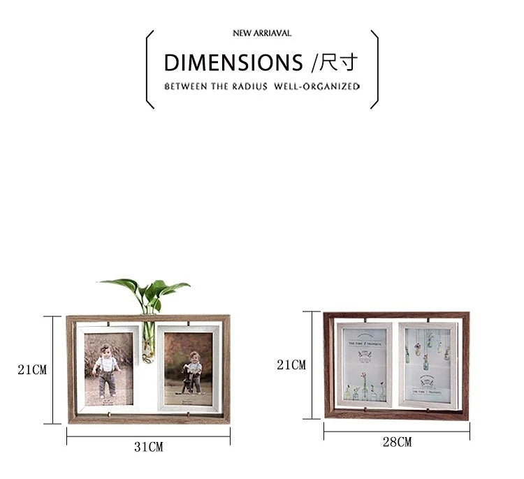 Picture Frames 4x6 Rotating Family Photo Frame,Office Desk Decor Wedding Gift, Floating Double-Sided Glass Tabletop Standing