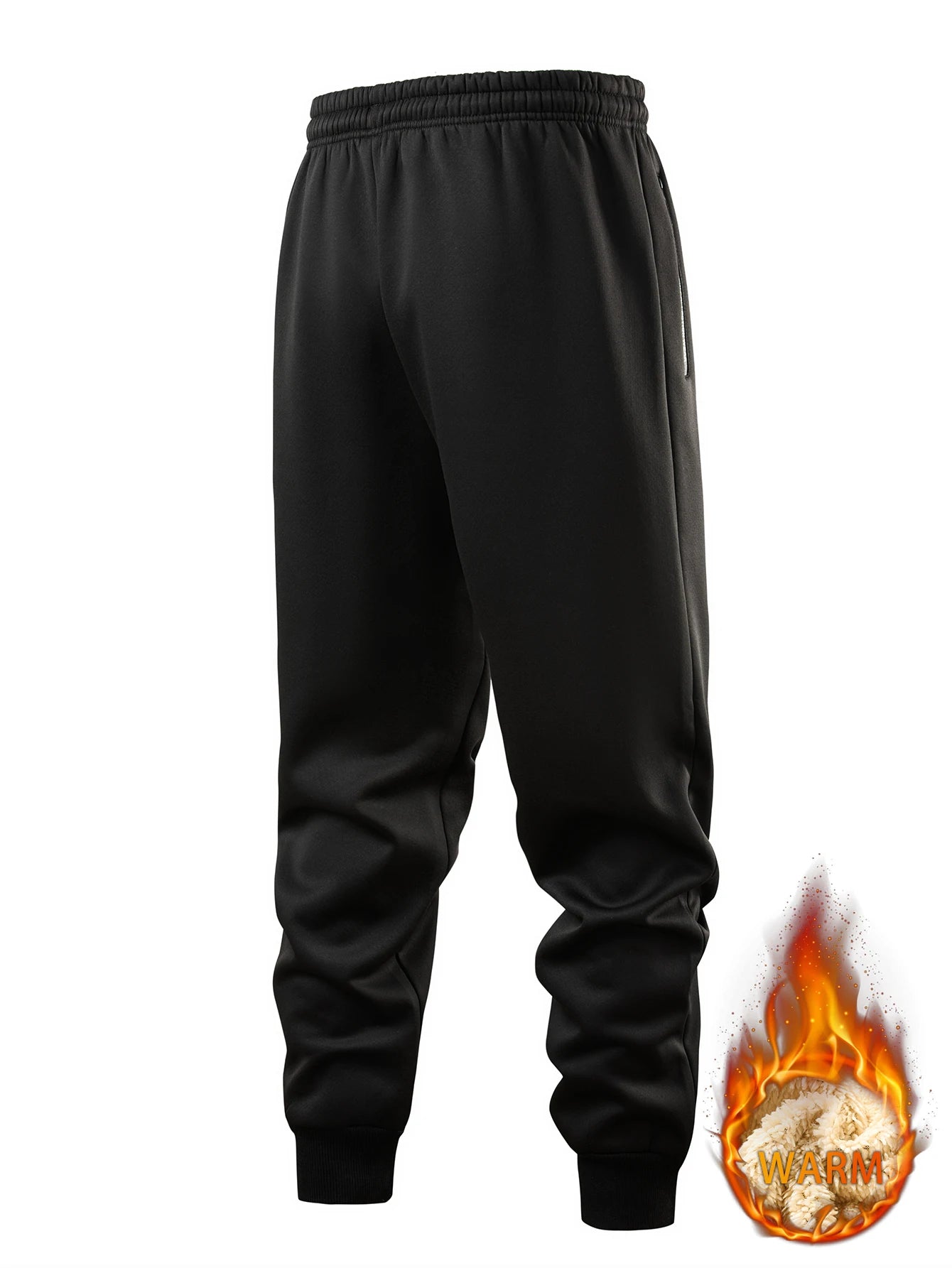 Men's casual pants autumn and winter lamb plush fleece sports pants men's jogging pants elastic waistband ankle-cuffed casual
