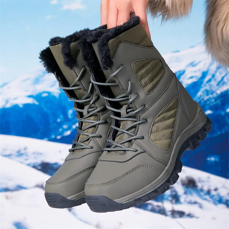 Men's Snow Boots for Men Casual Winter Shoes Platform Non-slip Warm Fur Ankle Boots Plush Combat Outdoor Hiking Motorcycle Boots