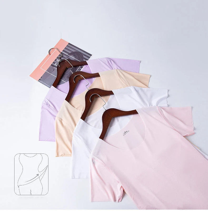 Summer Women T-shirts Ice Silk T-shirt Vest Short Sleeve Tank Fashion Woman Blouses 2023 Slim y2k Tops Undershirt Woman Clothes