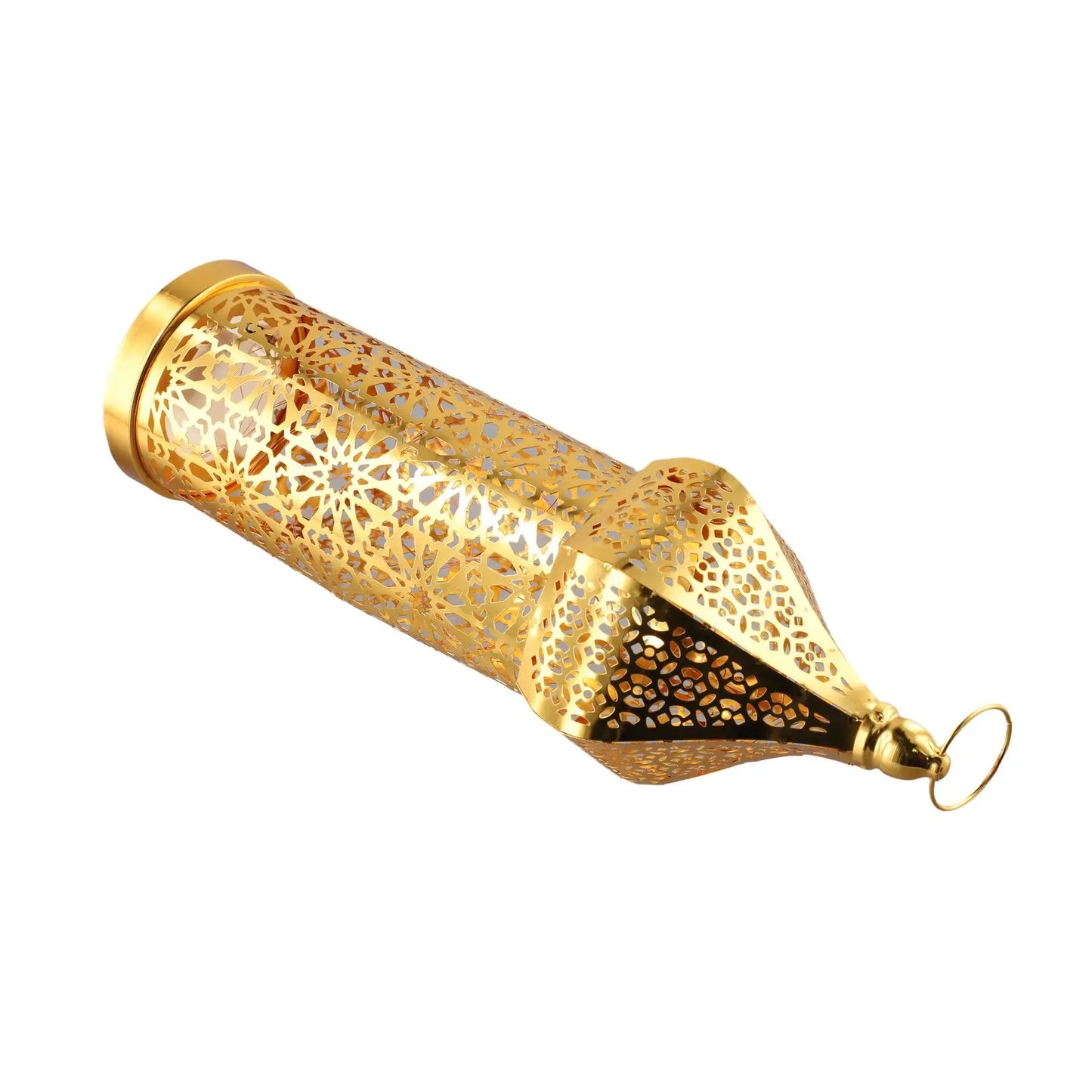 1PC Moroccan Golden Hollow Iron Lantern Ramadan Home Decoration Light Ornaments Gold Lanterns Moroccan Home Crafts Decoration