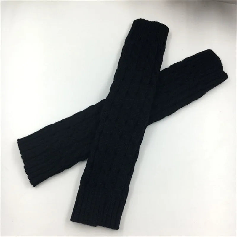 Women's Leg Warmer Lolita Long Socks Knitted Keep Warm Foot Cover Ladies Autumn Winter Black White Twist Crochet Socks Boot Cuff