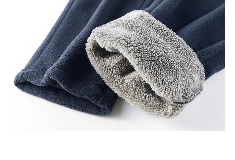 Men Fleece Thickening Casual Pants Winte Windproof Keep Warm Comfort Solid Straight Pants New Fashion Versatile Sweat Pants Men