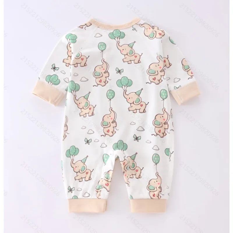 Baby Clothes Spring Autumn Pure Cotton Newborn Onesie Romper Long Sleeve Bodysuit with Hat