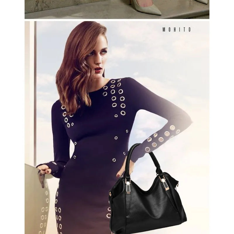 Ladies' leather bag, soft leather, mother's bag, simple middle-aged women's bag, large capacity handbag, crossbody bucket bag