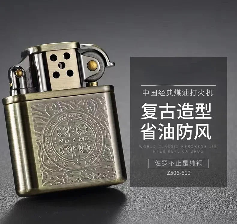 ZORRO Vintage Metal Constantine Kerosen Lighter Flint Copper Oil Cigarette Lighter Antique Series Lighter