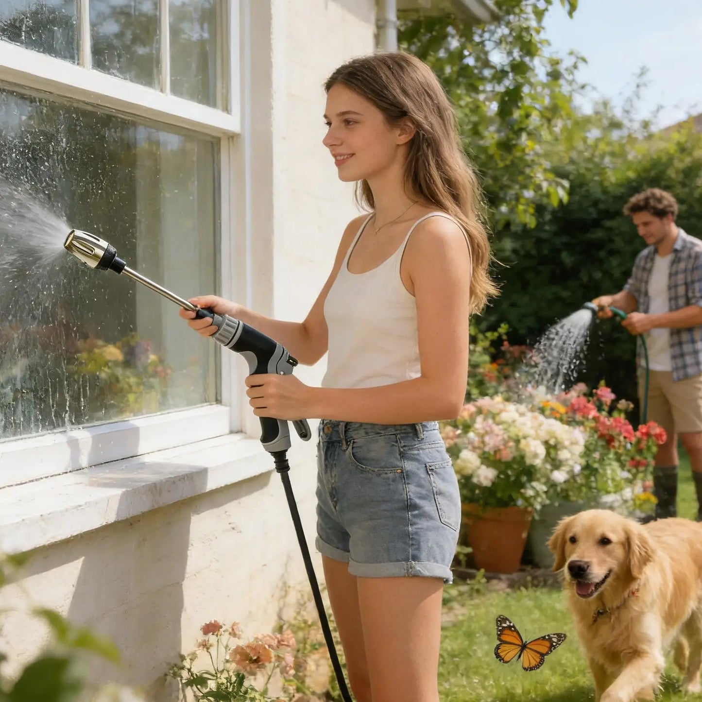Pressure Washer Wand | Rotatable Pressure Sprayer Nozzle with 3 Modes Electric Washer Spray Wand for Garden Lawn Outdoor