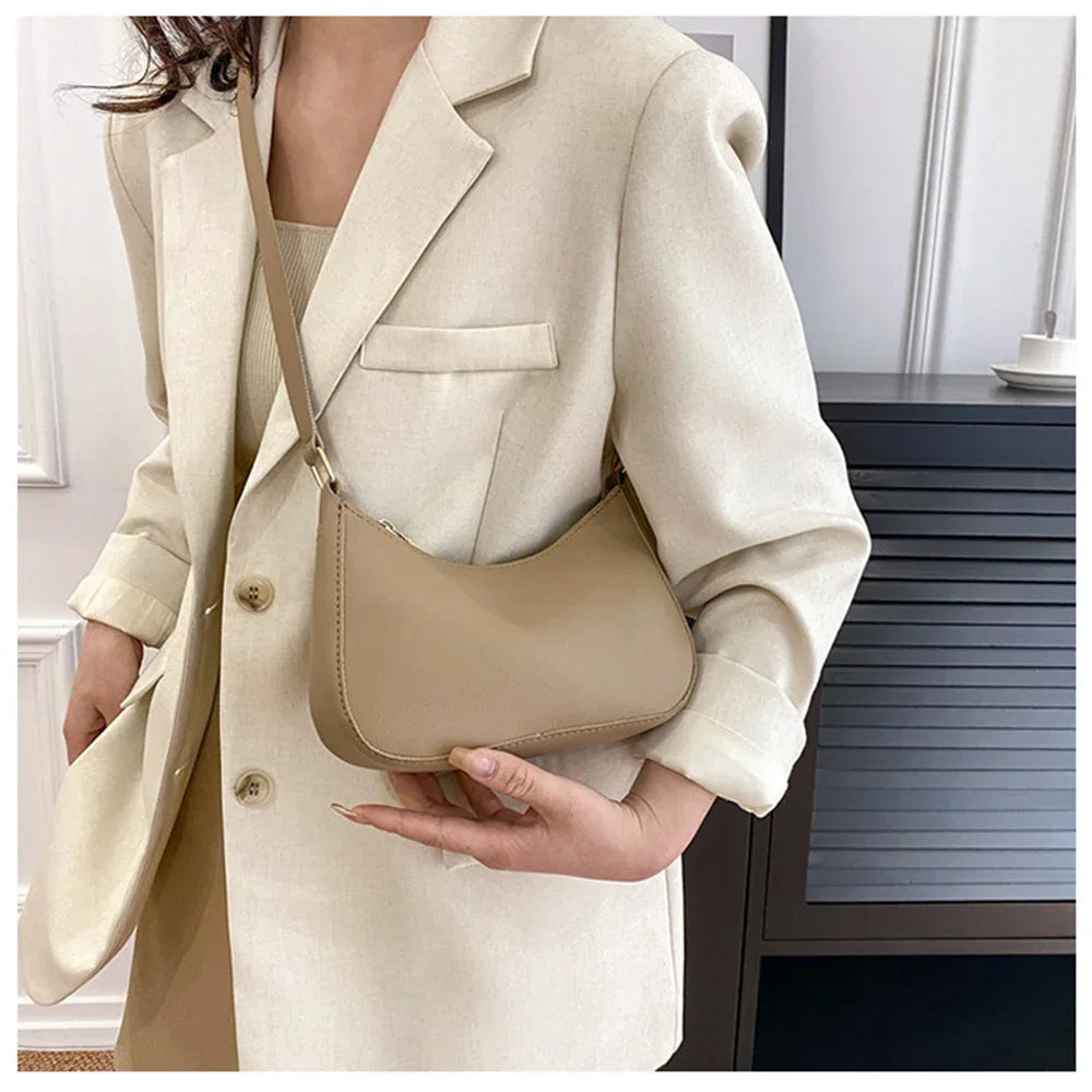 WOMEN'S Bag Underarm Bag  Handbags Retro Solid Color PU Leather Shoulder Underarm Bags Casual Women Hobos Handbags