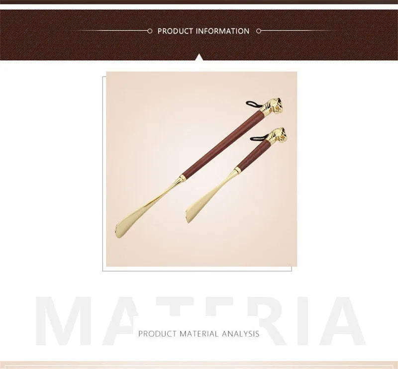 High-quality Delicate Lion Horse Head Metal Shoe Horn Luxury Shoe Pull-on Non-bending Alloy Solid Wood Shoes Pull-on Apparatus