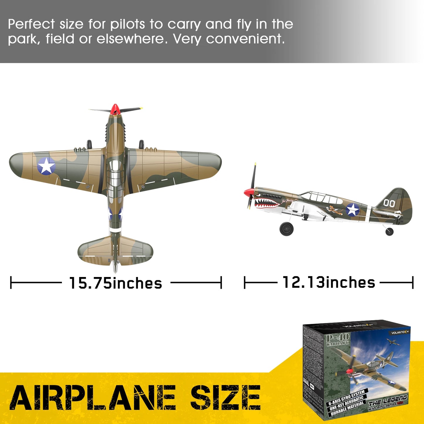 P-40 RC Aircraft P40 Fighter 400mm Wingspan 4CH 6-Axis Gyro One-Key U-Turn Aerobatic RTF RC Airplane Outdoor Toys