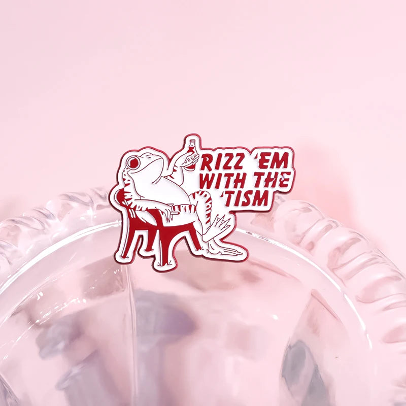 Autism Rizz 'em with The Tism Enamel Pin Cartoon Frog ADHD Awareness Mental Health Brooches Lapel Badge Jewelry Gift For Friends
