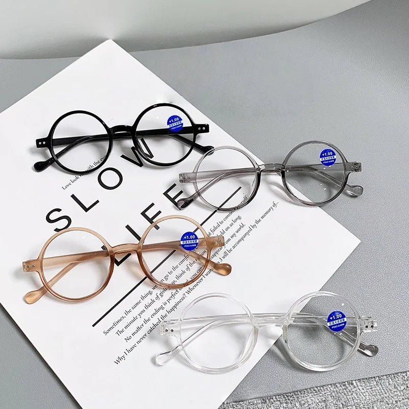 Trendy Round Small-Frame Reading Glasses for Men and Women, Middle-Aged and Elderly People, for Reading Books and Newspapers