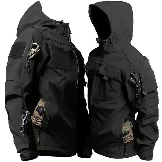 Autumn WinterTactical Jackets Men Cargo Military SoftShell Waterproof Windproof Hooded Jackets Outdoor Functional Multi-pockets