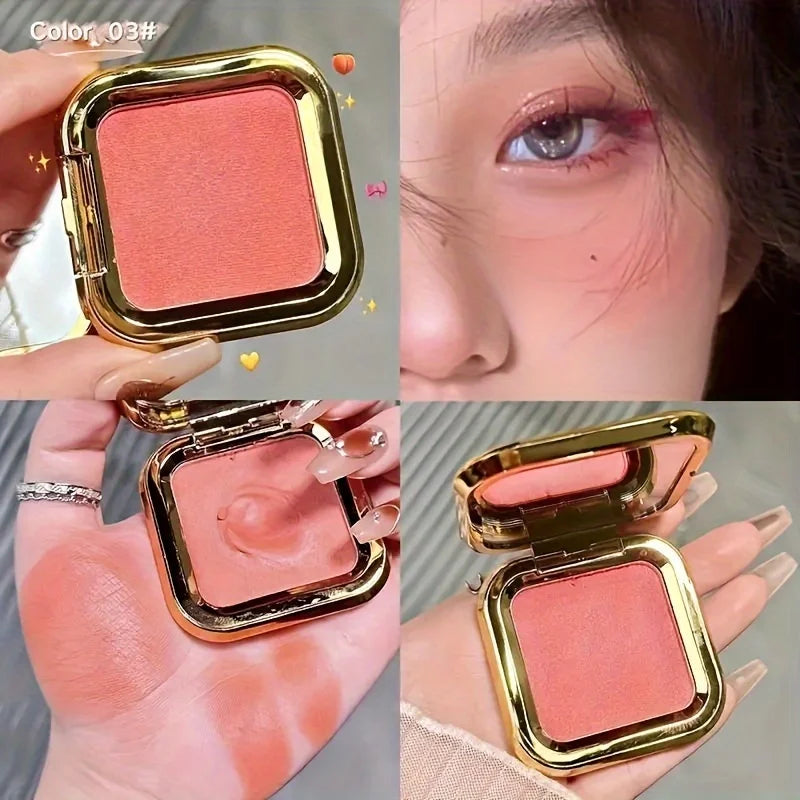 Fine Shimmer Mist-Like Three-Dimensional Blush Cream, Matte Pearlescent Natural Long-Lasting Color-Enhancing Contouring Potato Mud Blush for Girls