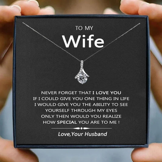 Necklace for Wife gift Fashion women Necklace Femal Heart Pendant Necklaces Girl Jewelry Husband Christmas Birthday Gifts