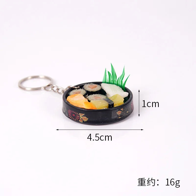Simulation Food Keychain Pendant Funny Gift Lunch Box Sashimi Toys Party Couple Car Bag Key Rings