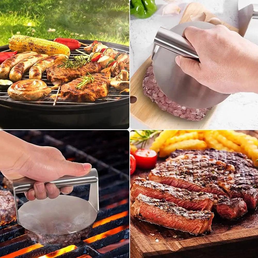 Hamburger Press Maker Stainless Steel Non-Stick Circular Square Burger Kitchen Tool Meat Press