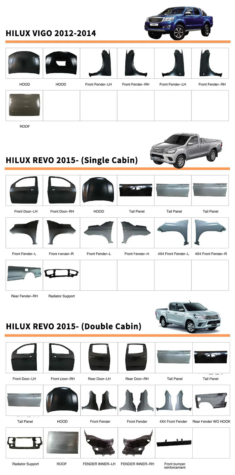 High Quality Auto Parts Car Left Right Side Panel Door Panel For Hilux Vigo One And Half Cabin 2005-2010