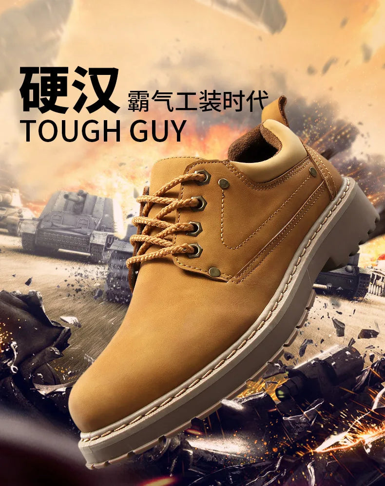 Fashion Men's Leather Shoes England Style Formal Shoes for Man Non Slip Ankle Boots Outdoor Waterproof Casual Tim Work Land Shoe