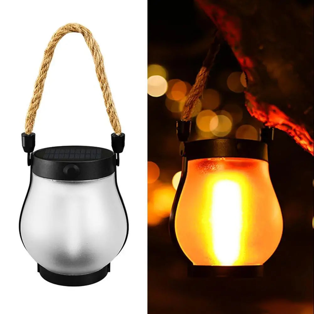 Solar Lanterns Outdoor Waterproof With Realistic Flickering Flame, Dual Charging (USB/Solar) For Yard Patio Garden Porch Decor