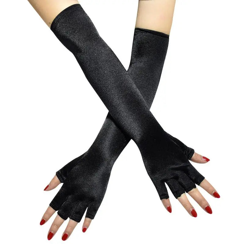 Ladies' Gloves, Long Hook-Finger Tinted Gloves, Ball Gloves, Bride's Wedding Dress Gloves, Sun-Protective Fashion Gloves C101