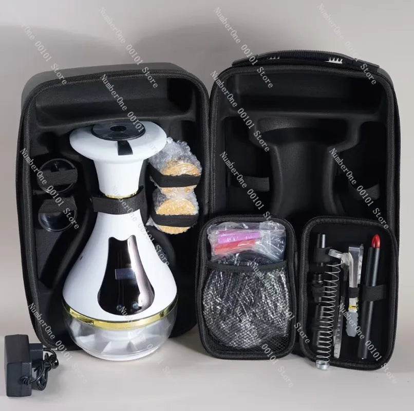 Rechargeable Electronic Hookah Set with LED Light, Portable Smokeless Shisha Machine for Home Party Bar Club, USB Electric Hooka