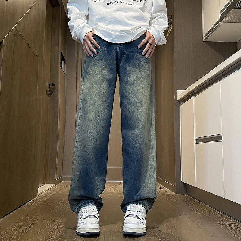 Trousers Male Men's Pants New in Pants Denim Trendy Loose Straight High Street American Trousers Sex Products Y2k Sport Clothing