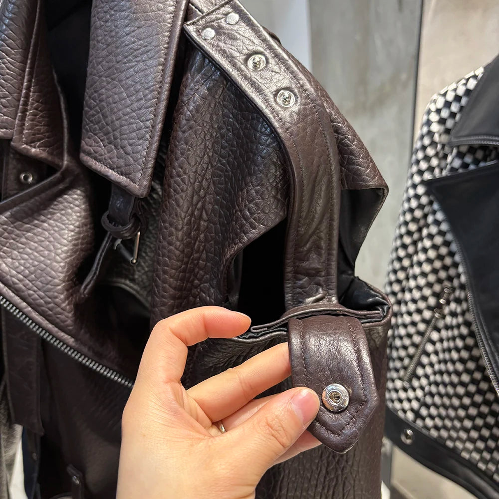 YOLOAgain Real Leather Jacket Women Cropped Jacket Spring 2025