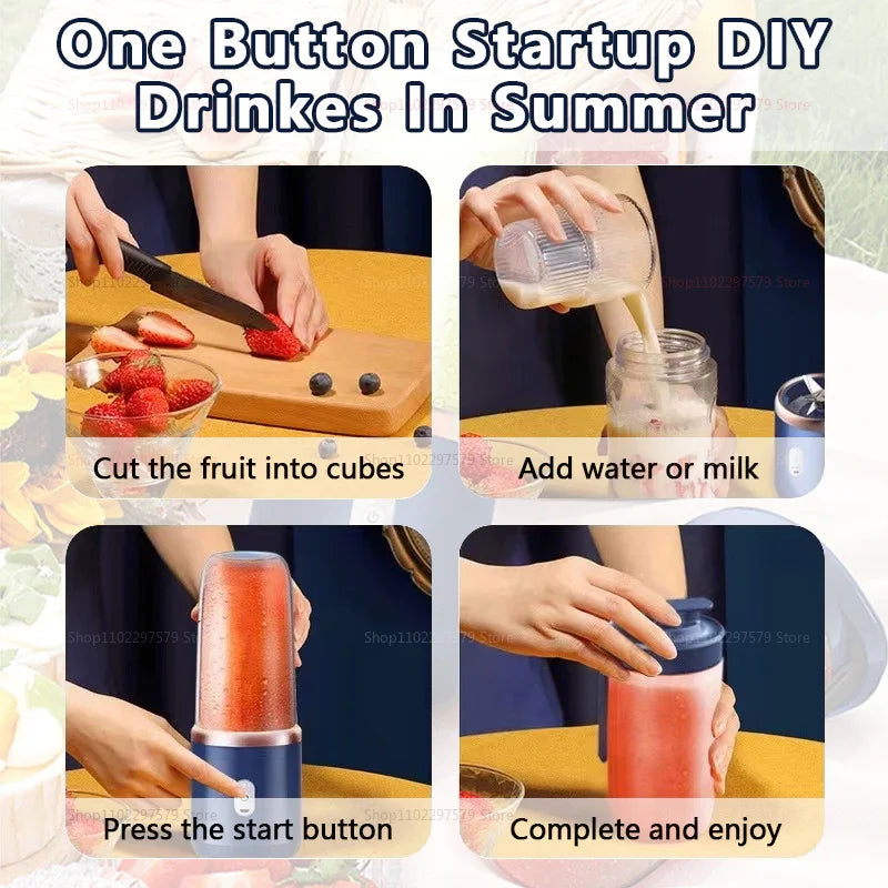 Household Electric Juicer Cup 6 Blades Blender Milkshake Machine USB Portable Blender Mixing Milkshake Mini Fresh Juice Blender