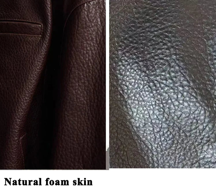 Retro Leather Bomber Jackets for Women Genuine Foam Leather Bubble Texture Short Coat Female Square-Cut Lapel Slim Fit Chaquetas