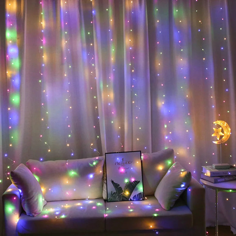 Curtain Lights 300/600LED Dimmable Fairy Lights with Remote and Timer 8 Modes USB Powered String Lights for Room Wall Party Xmas