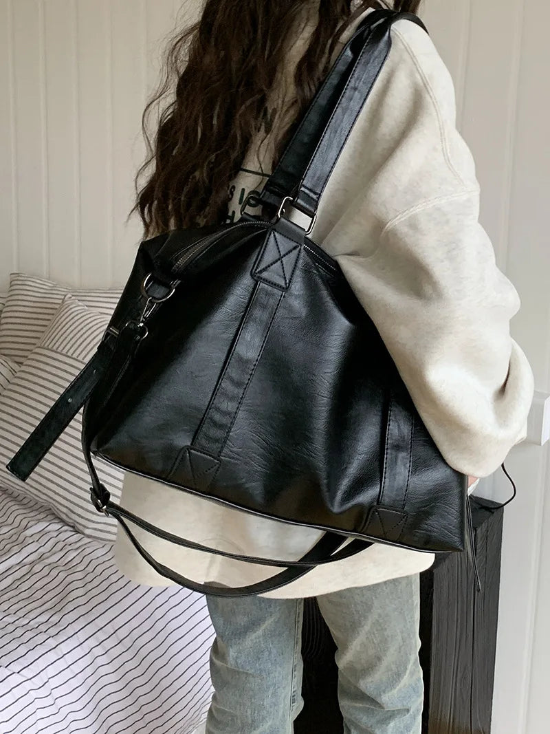 Fashion Tote Bag Leather Women Bag Simplicity Handbag Solid Vintage Shoulder Messenger Bag for Ladies