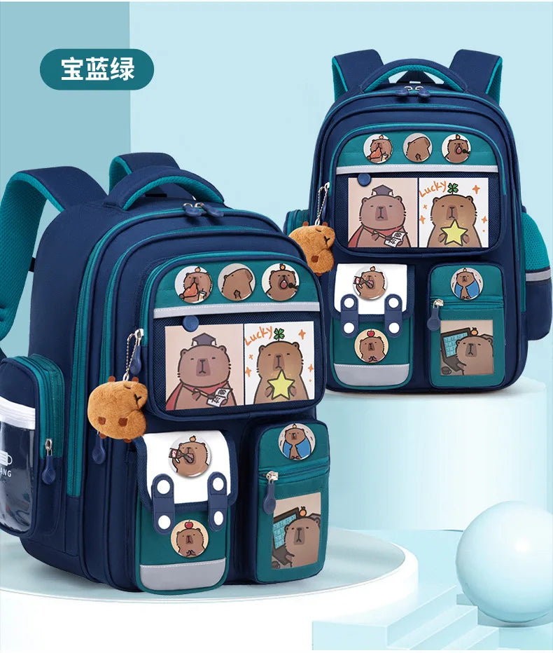 Capibara Student Schoolbag, Large-capacity Children Backpack.Girl Boy Kids Back To School Book Bags