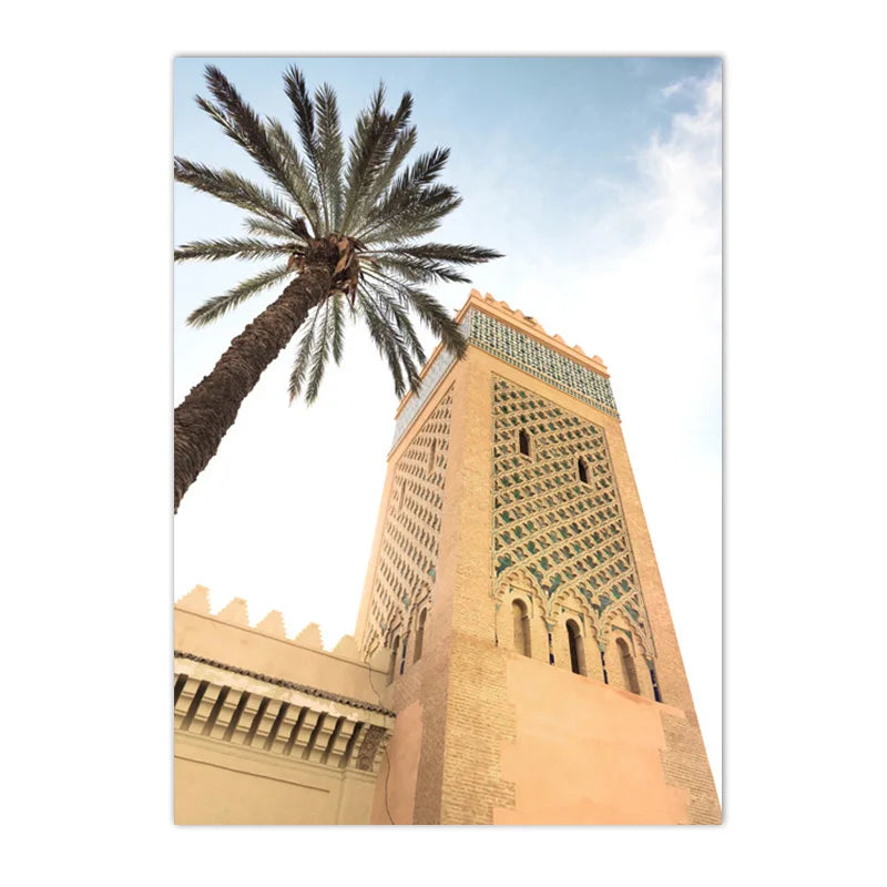 Islamic Morocco Astaka Canvas Painting Mosque No God Except Allah Calligraphy Poster And Print Boho Pictures Living Room Decor