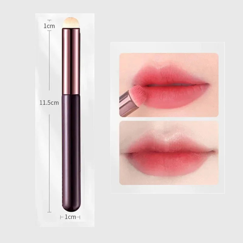 Round Head Lip Brush with Cap Lip Stain Brush Mini Portable Traveling Lipstick Brush Short Handle Professional Concealer Tools