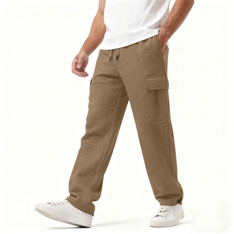spring autumn Mens Sweatpants Straight Joggers Sports Streetwear Multi-pocket Pants Loose Drawstring casual Long Pants Men