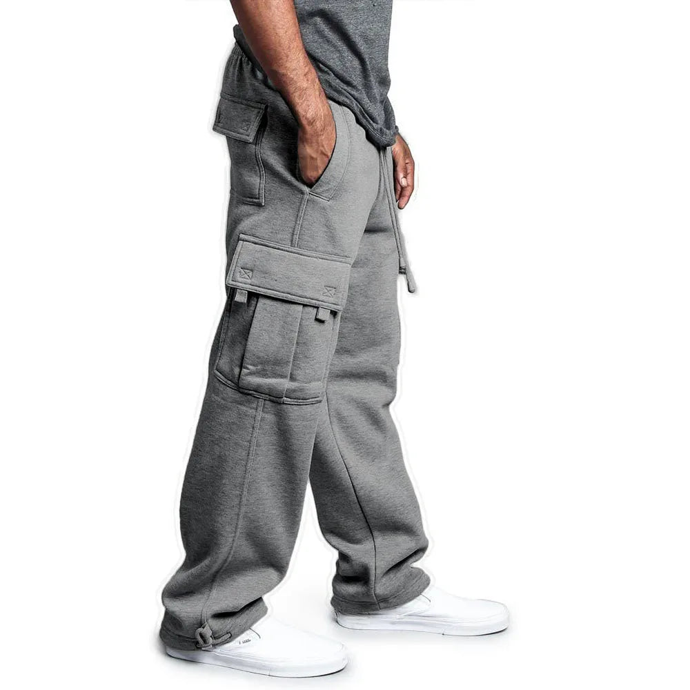 Spring and Autumn New Men's Sports Leisure Trousers Multi-pocket Loose Solid Color Cargo Work Pants Streetwear Men Pants