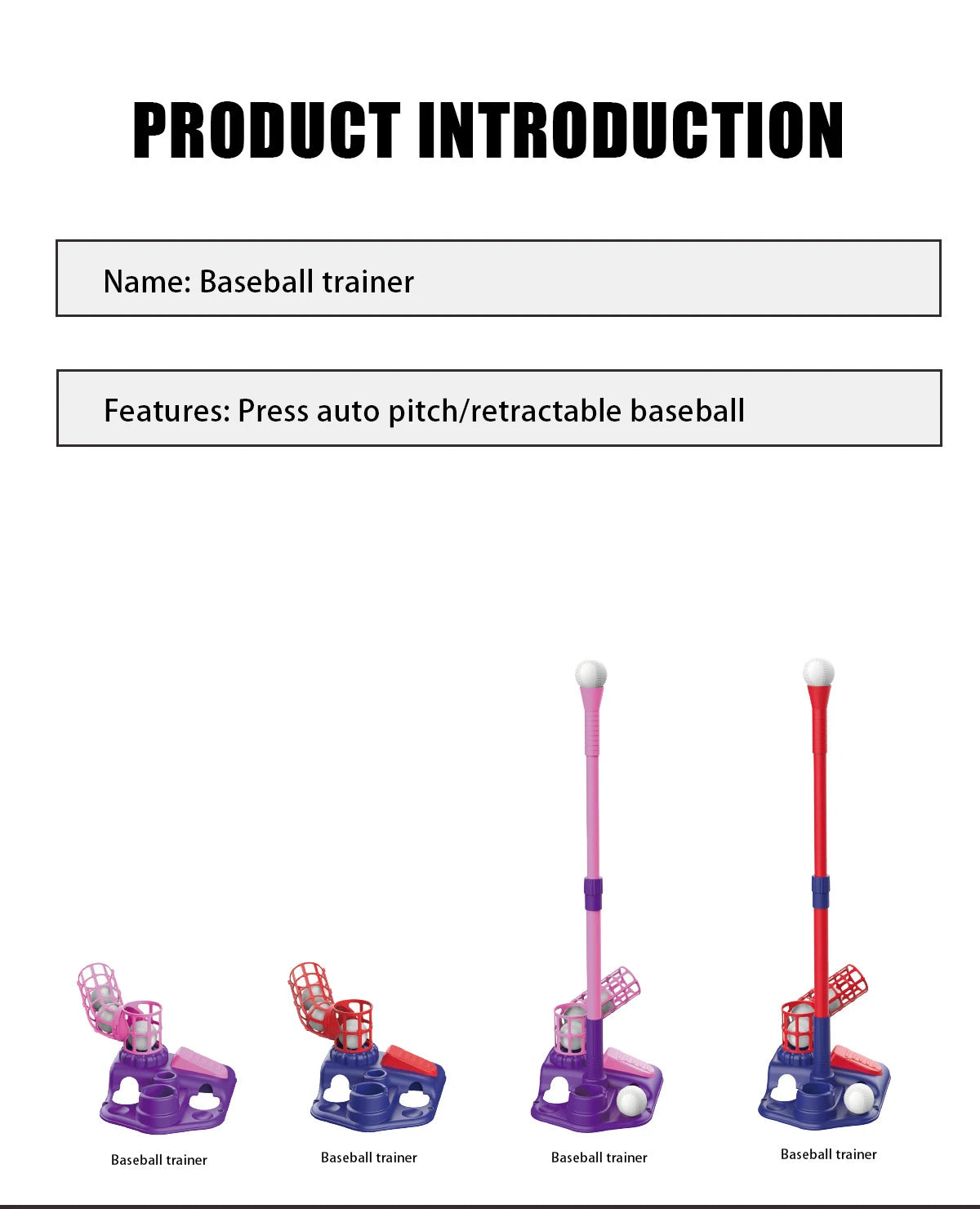 Baseall Set for Kids Indoor Outdoor Sport Toy 3-in-1 Baseball Set with Pitching Machine Adjustable Teeball Batting Toys for Boys
