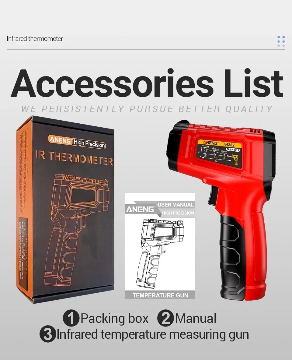 Infrared Laser Thermometer ANENG TH202 Digital Temperature Non Contact Meter LCD Display Pyrometer Point Gun Tester Tools