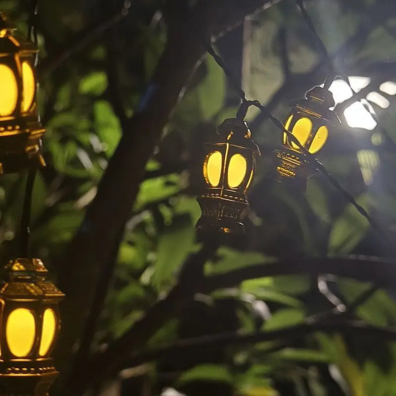 Solar Powered Lantern String Light 20 LEDS Eid Ramadan Decorative Lamp Outdoor/Indoor Waterproof for Islamic Home Garden Decor