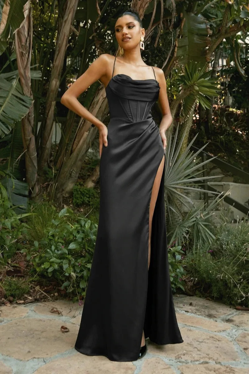 Dress Satin Cowl Front Lace Up Corset Dress Evening Dresses for Day and Night Party Elegant Women Red Maxi Bodycon Sexy