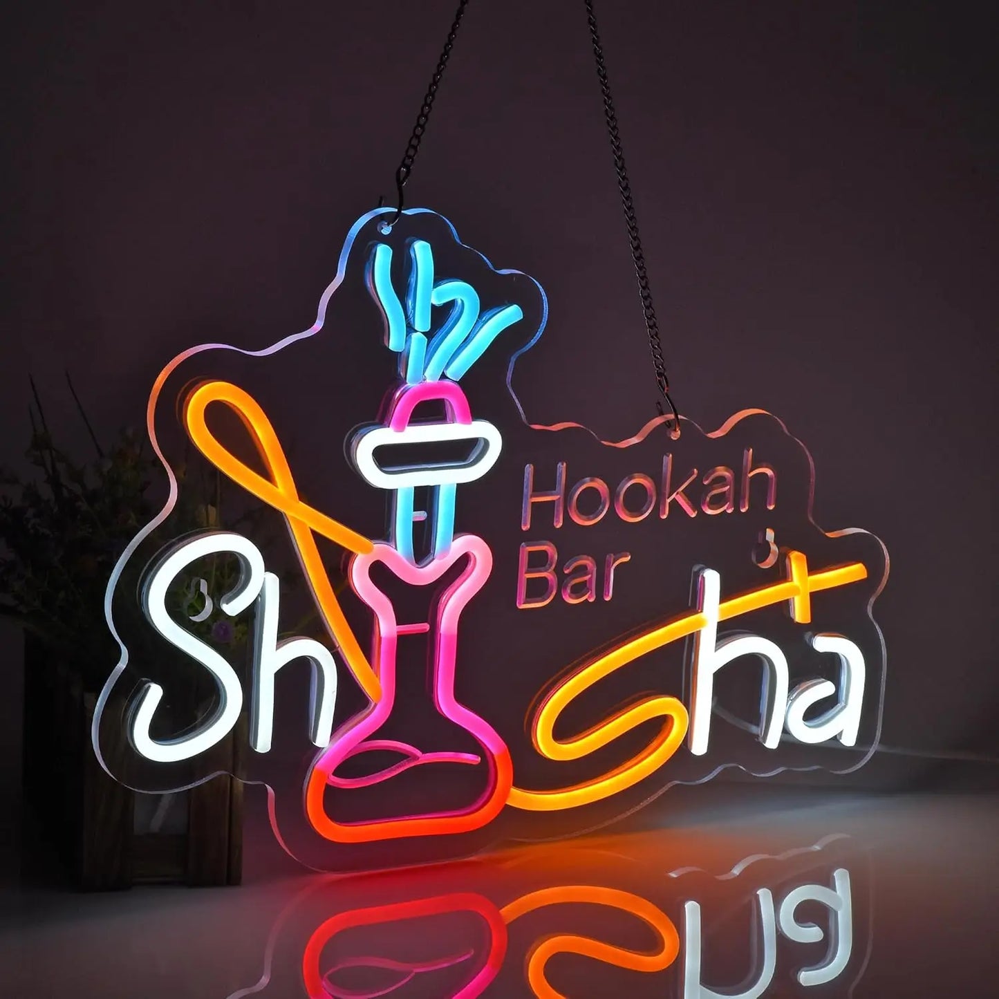 Shisha Neon Sign Shisha Hookah Neon Light Dimmable Hanging Wall Decor for Restaurant Smoke Home Man Cave Louge Shop Bar Pub